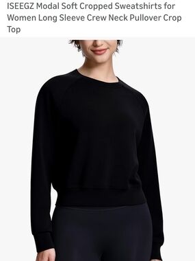 Women's Black Modal Cropped Crewneck Sweatshirt
